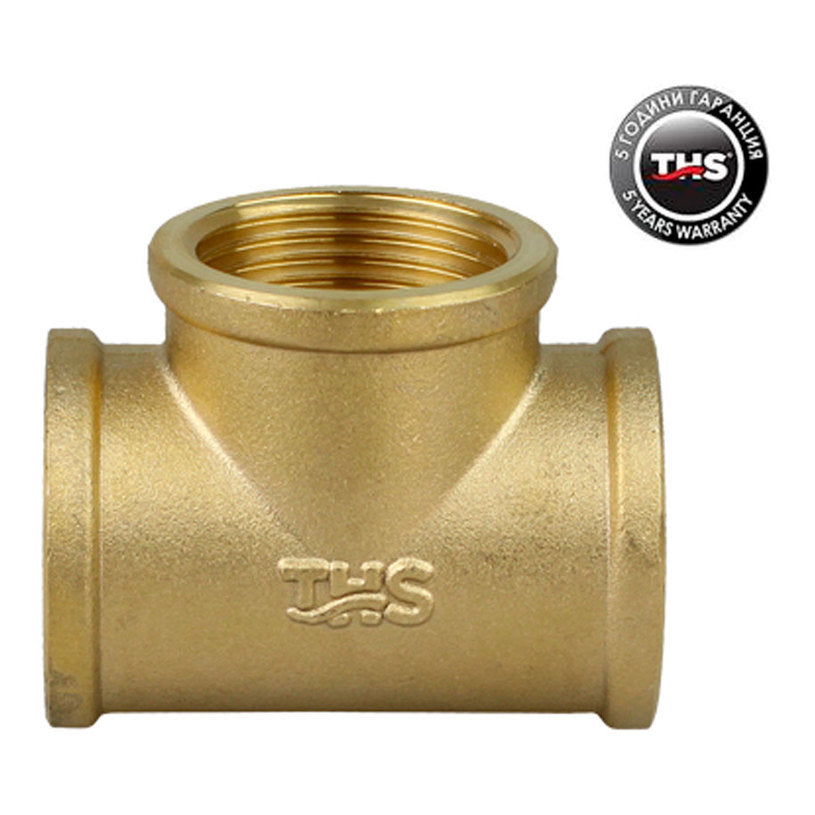 TÉ EN LAITON PLAQUÉ JAUNE 3/4"" F X 3/4"" F X 3/4""